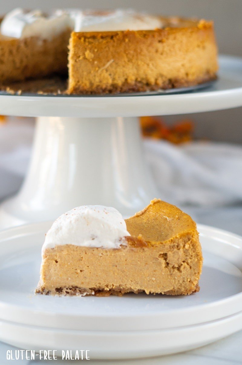 Gluten-free pumpkin cheesecake with a gingersnap crust
