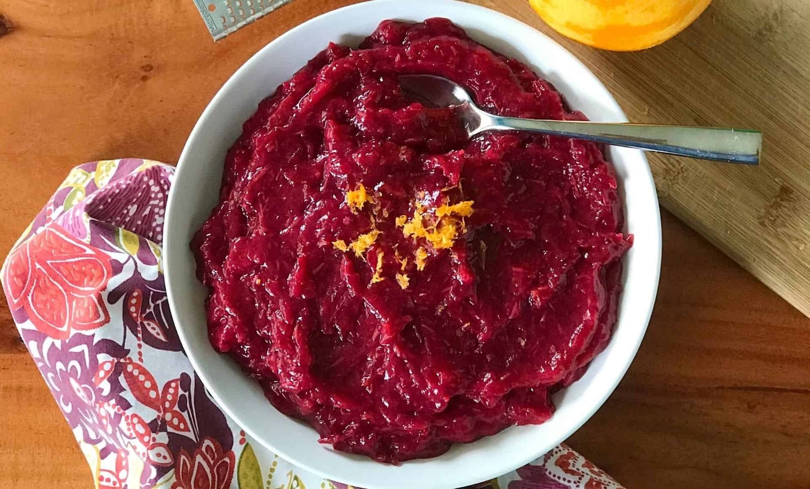 Date and orange cranberry sauce in a bowl